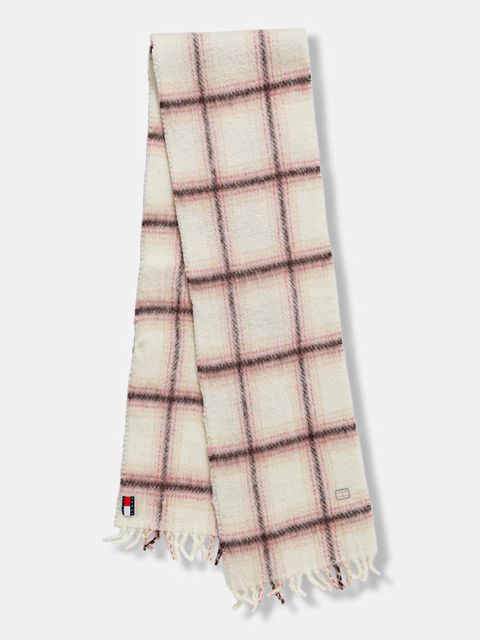 Tommy Jeans szalik z dodatkiem wełny damski kolor różowy wzorzysty AW0AW17904 - zdjęcie produktu nr 1