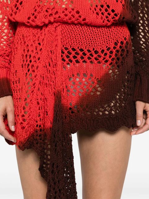 The Attico ombré open-knit miniskirt - Red