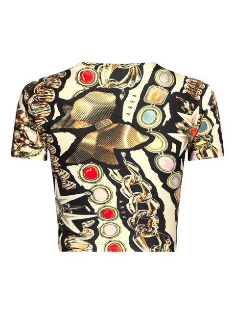 AREA printed cropped t-shirt - Neutrals