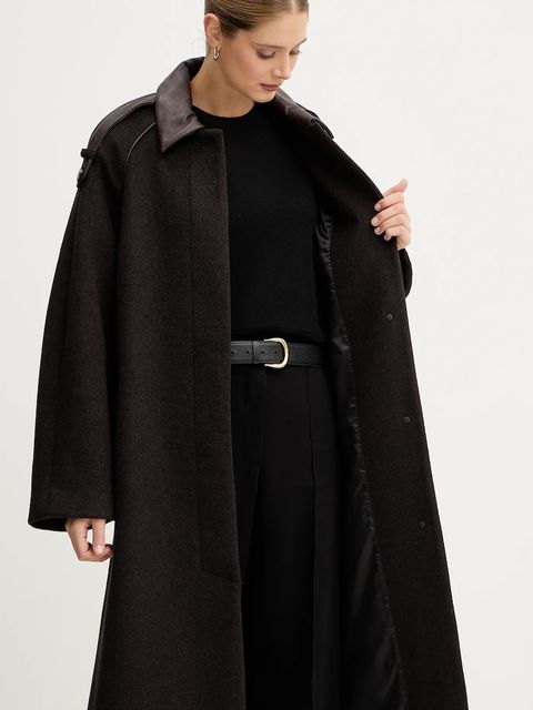 Mos Mosh płaszcz z dodatkiem wełny EVA kolor brązowy 172920