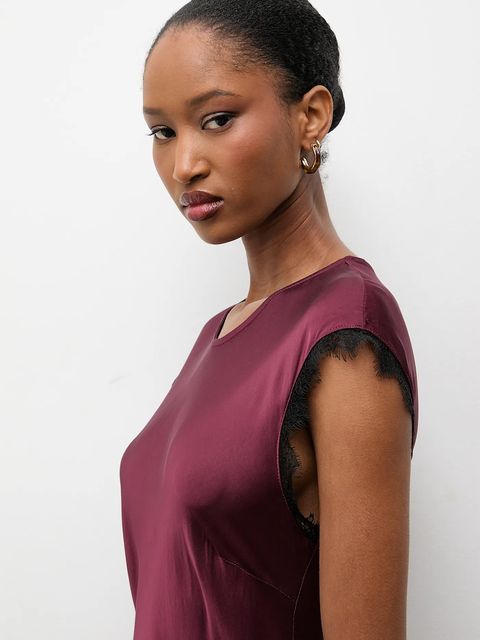 Answear.LAB sukienka kolor bordowy maxi rozkloszowana