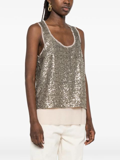 PINKO sequin-embellished layered top - Gold