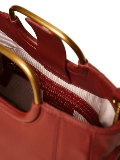 TWINSET embossed-logo leather tote bag - Red