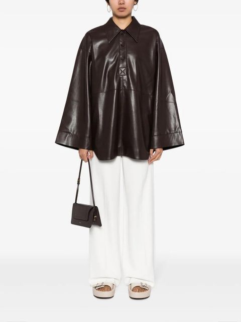 Nanushka Clarice faux leather polo shirt - Brown - zdjęcie produktu nr 2