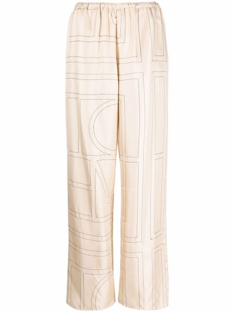 TOTEME monogram silk pyjama trousers - Neutrals - zdjęcie produktu nr 1
