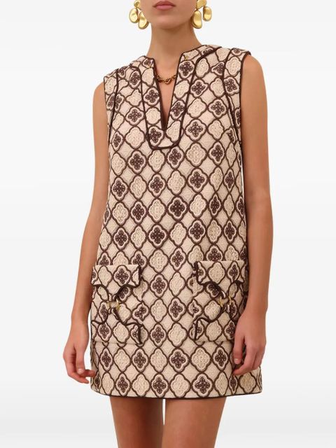 ZIMMERMANN Luna guipure mini shift dress - Neutrals