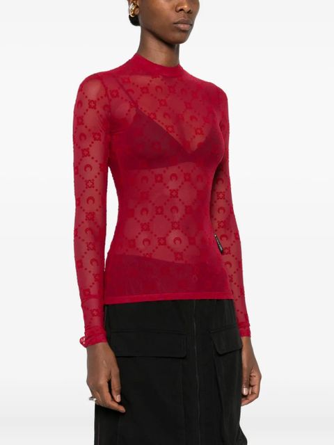 Marine Serre long-sleeve patterned top - Red