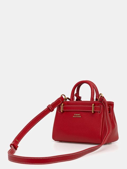 Tommy Hilfiger torebka skórzana kolor czerwony AW0AW18167