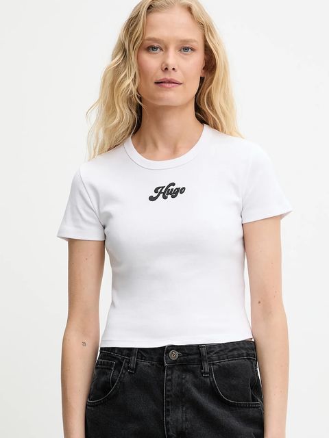 HUGO t-shirt bawełniany damski kolor biały 50539132 - zdjęcie produktu nr 1