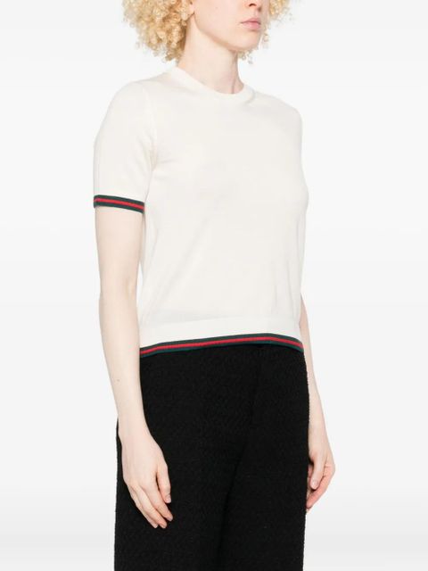 Gucci striped-trim T-shirt - White