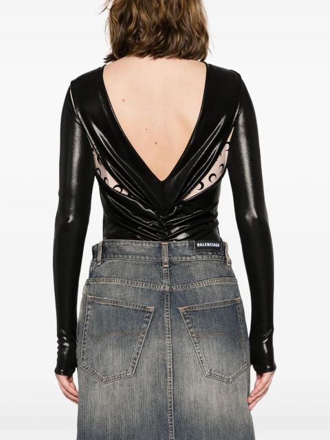 Marine Serre Regenerated laminated bodysuit - Black