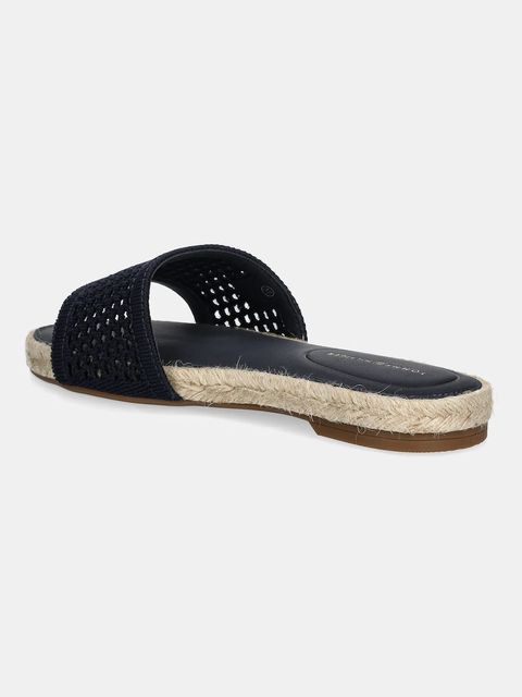 Tommy Hilfiger klapki KNIT MESH ESPADRILLE FLAT SANDAL damskie kolor granatowy FW0FW08744