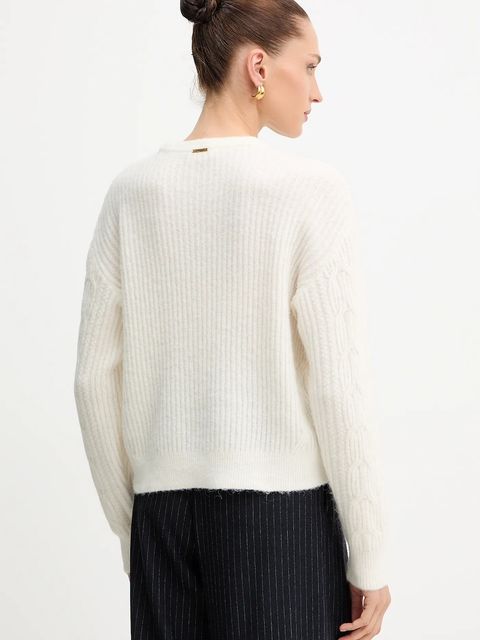 Twinset sweter z dodatkiem wełny damski kolor beżowy 252LL3HCC