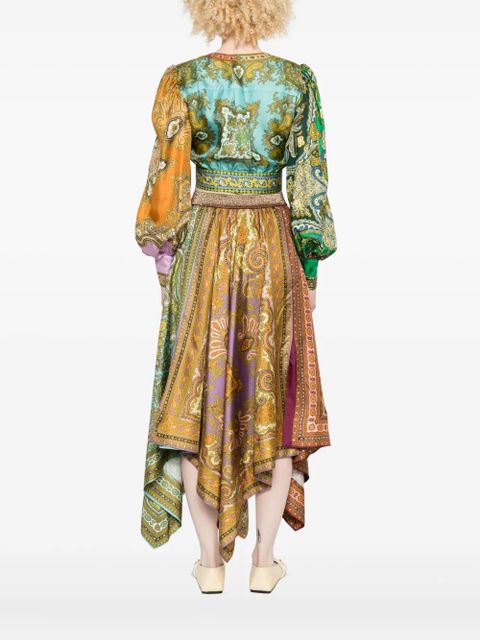 ALEMAIS paisley-print tie-front top - Green