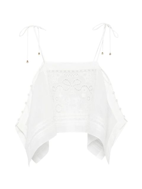 Self-Portrait lace tie-strap top - White - zdjęcie produktu nr 1
