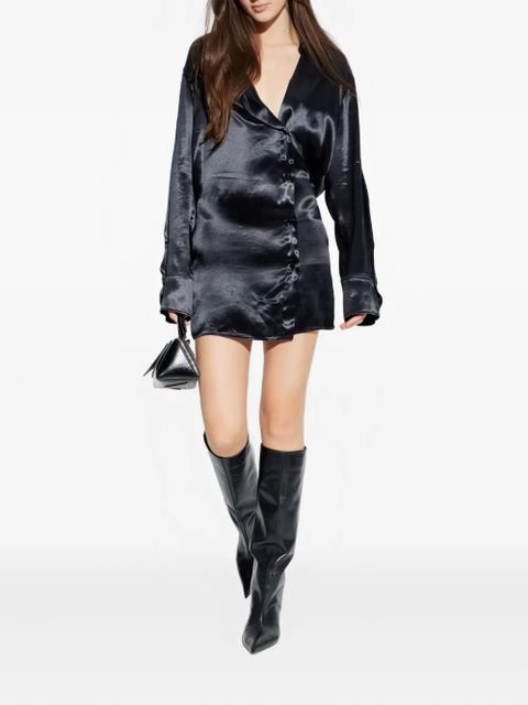 The Attico buttoned collared mini dress - Black