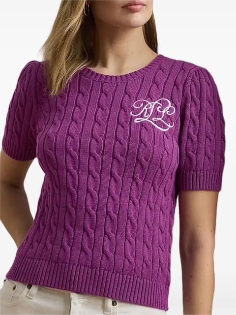 Lauren Ralph Lauren cable-knit short-sleeve sweater - Purple
