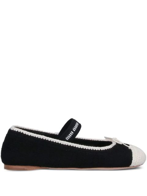Miu Miu crochet-bow ballet flats - Black - zdjęcie produktu nr 1