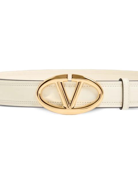 Valentino Garavani VLogo The Bold Edition belt in shiny calfskin 30mm - White