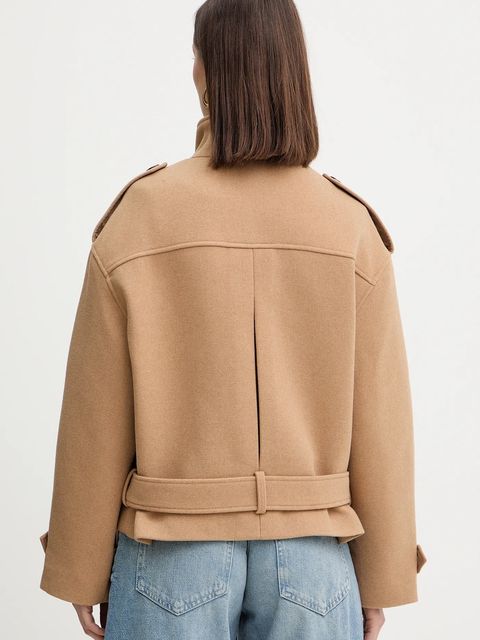 Morgan płaszcz z dodatkiem wełny kolor beżowy GMOT