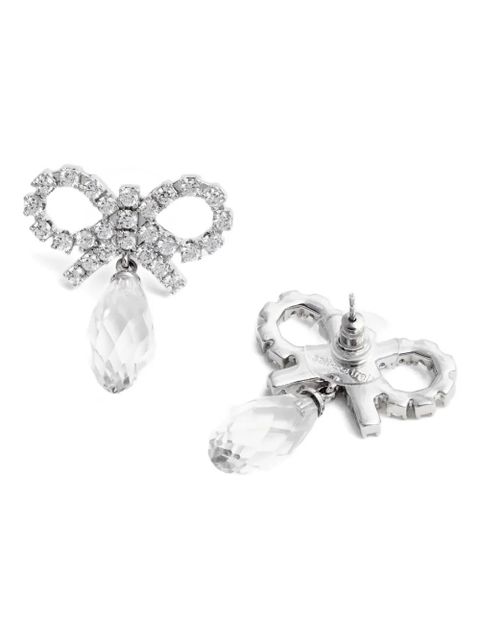 Self-Portrait bow crystal-embellishment earrings - Silver