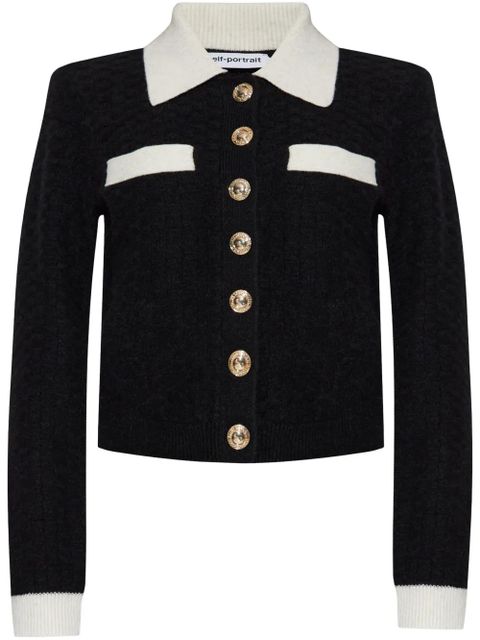 Self-Portrait wool-blend cardigan - Black - zdjęcie produktu nr 1