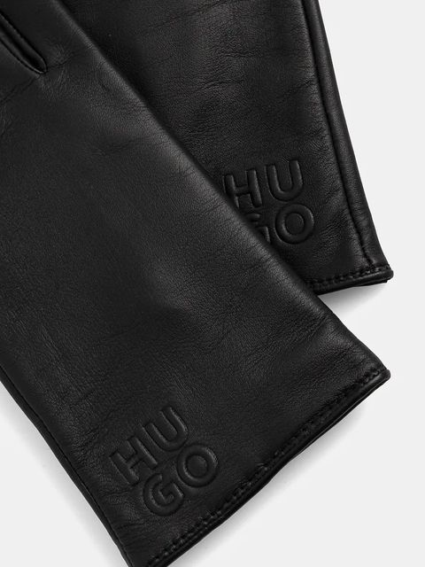 HUGO rękawiczki skórzane damskie kolor czarny 50526921 - zdjęcie produktu nr 2