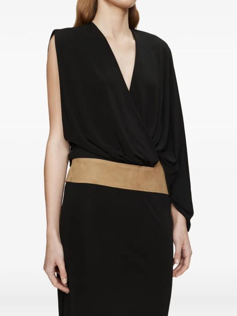 Christopher Esber Contour Suede swaddle dress - Black