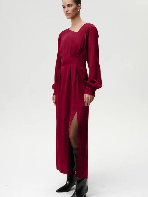 Undress Code sukienka kolor bordowy maxi prosta 1080 - zdjęcie produktu nr 2