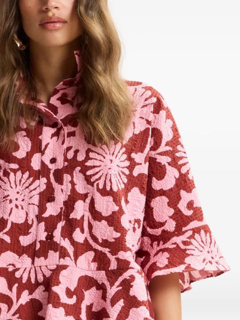 Essentiel Antwerp floral-print peplum-hem blouse - Brown