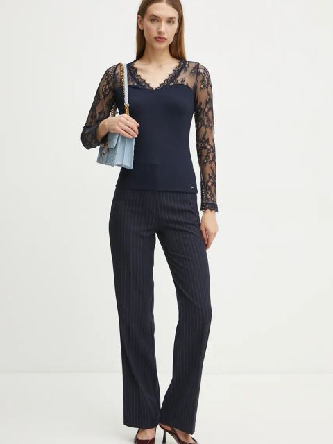 Morgan bluzka TLAMI damska kolor granatowy gładka TLAMI