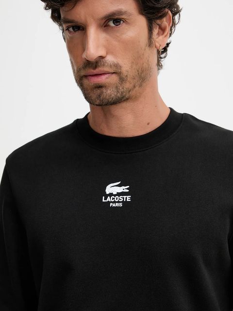 Lacoste bluza bawełniana kolor czarny z nadrukiem SH2736
