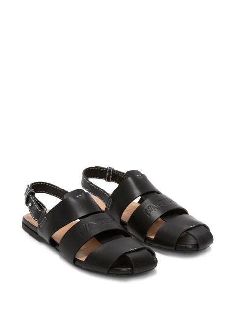 JW Anderson logo-debossed leather fisherman sandals - Black - zdjęcie produktu nr 2