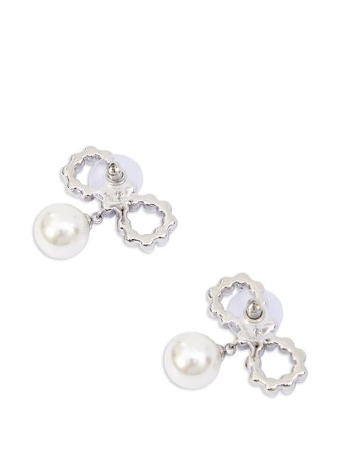Self-Portrait white pearl bow earrings - Silver - zdjęcie produktu nr 2