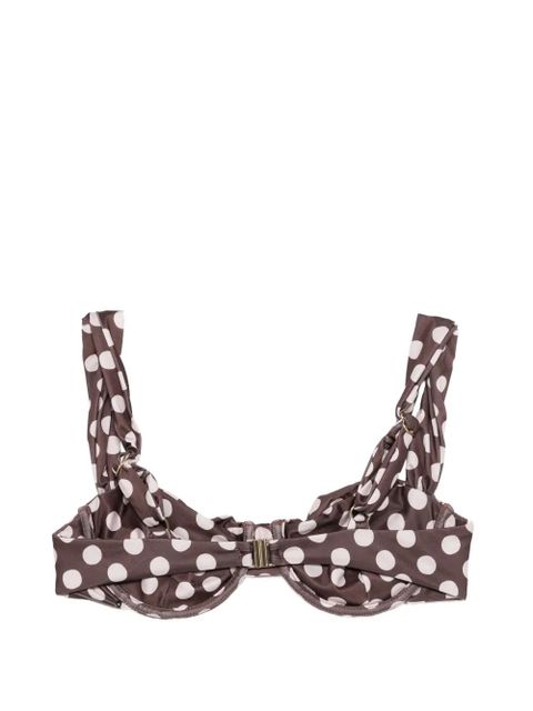 Faithfull the Brand Sol polka-dot bikini top - Brown - zdjęcie produktu nr 2