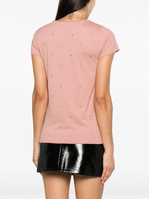 Zadig&Voltaire rhinestone-embellished Henley-neck T-shirt - Pink