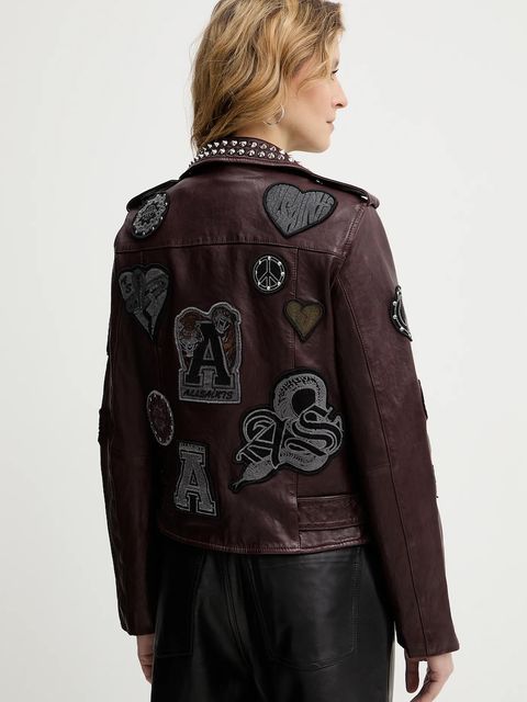 AllSaints ramoneska skórzana COLLEGE kolor czerwony przejściowa W138LB