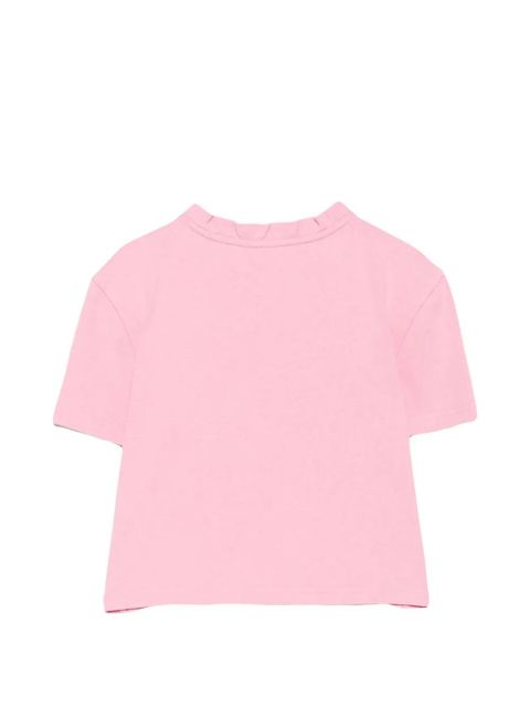 SHUSHU/TONG ruffle-trim logo-print T-shirt - Pink - zdjęcie produktu nr 2