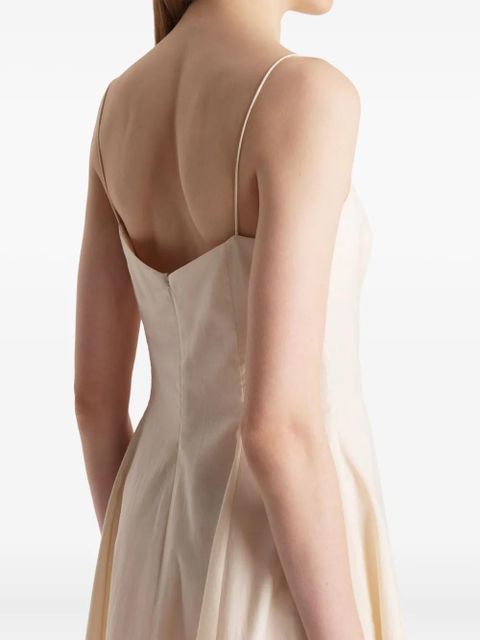 KHAITE Isabella spaghetti-strap A-line midi dress - Neutrals