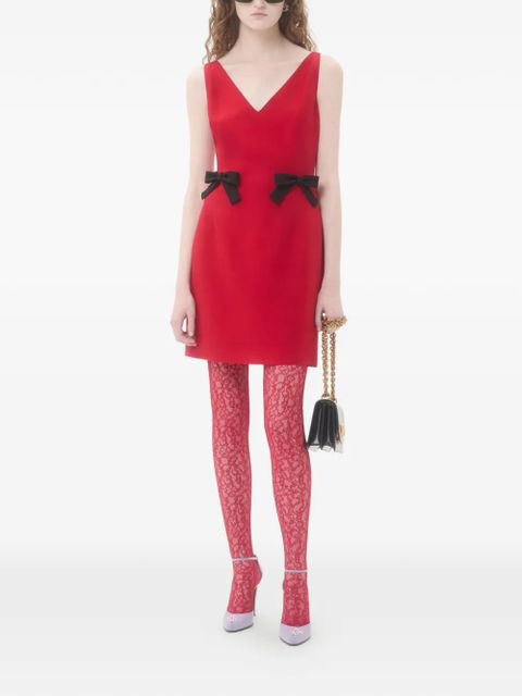 Valentino Garavani bow V-neck mini dress - Red - zdjęcie produktu nr 2