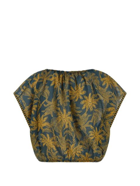 ERES Crocodile drawstring-detail patterned top - Blue