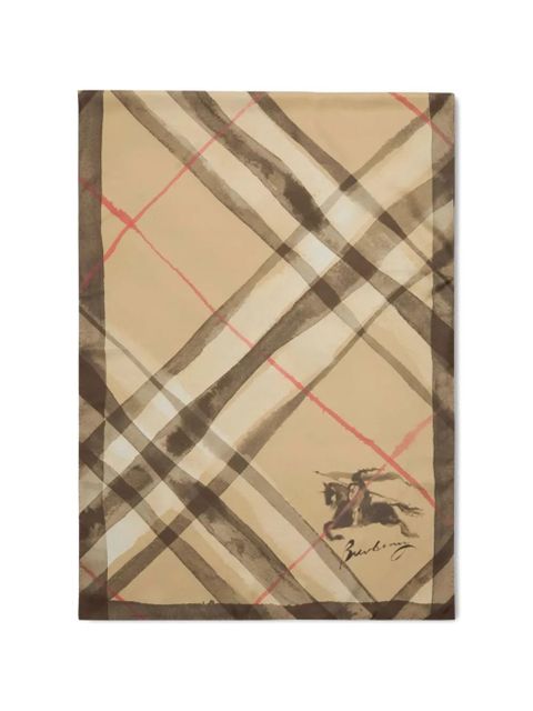 Burberry wide watercolor check silk scarf - Neutrals - zdjęcie produktu nr 1