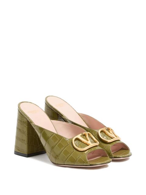 Valentino Garavani vlogo crocodile-effect block heel sandals - Green - zdjęcie produktu nr 2