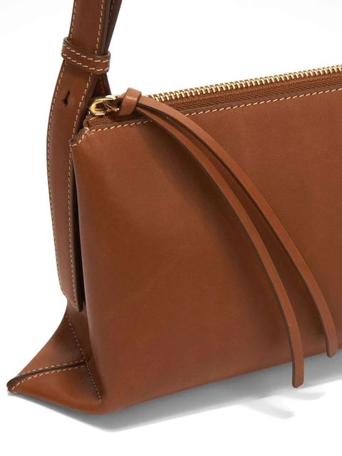 Jil Sander debossed-logo shoulder bag - Brown