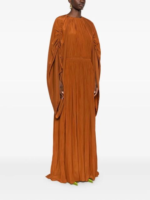Lanvin ruched pleated dress - Brown