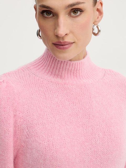 Morgan sweter z dodatkiem wełny damski kolor różowy z golfem MLEONAR