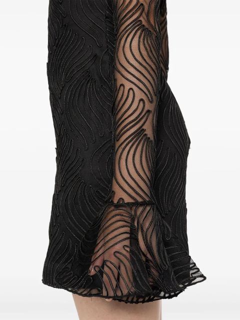 ROTATE BIRGER CHRISTENSEN shiny flounce mini dress - Black