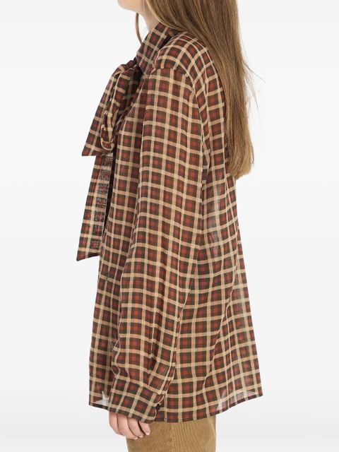 Saint Laurent long-sleeve wool tie-neck shirt - Red