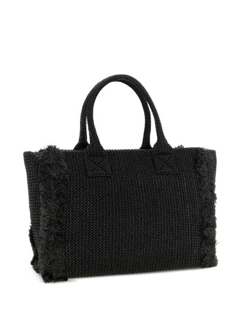 PINKO fringed raffia-effect tote bag - Black