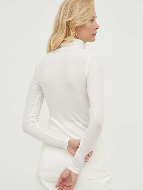 Bruuns Bazaar longsleeve z domieszką wełny Angela kolor beżowy z golfem